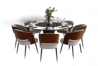 现代圆形餐桌椅3D模型下载